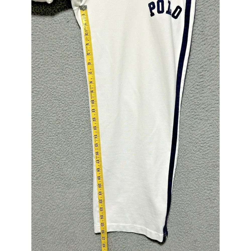 Vintage Polo Ralph‎ Lauren Mens Large Baggy 37X26 White Navy Stripe Sweatpants